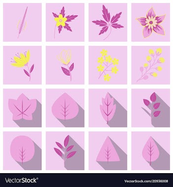Set of treesleaves and flowers in flat concepts vector image
