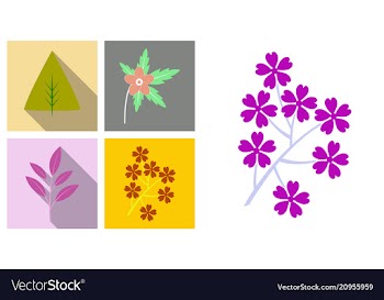 Set of treesleaves and flowers in flat concepts vector image