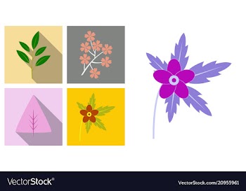 Set of treesleaves and flowers in flat concepts vector image