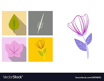 Set of treesleaves and flowers in flat concepts vector image