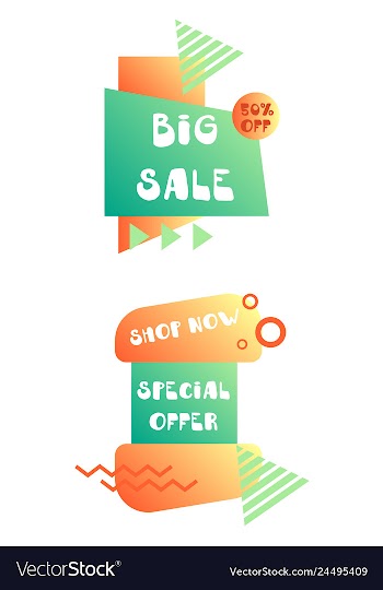 Set of trendy flat geometric elements banners in vector image