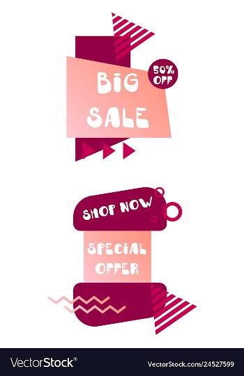 Set of trendy flat geometric elements banners in vector image