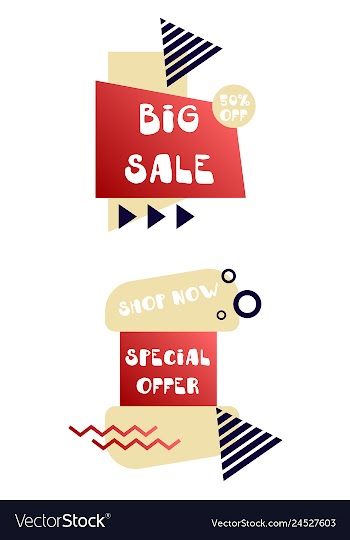 Set of trendy flat geometric elements banners in vector image