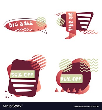 Set of trendy flat geometric elements banners in vector image