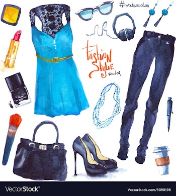 Set of trendy look Watercolor clothes vector image
