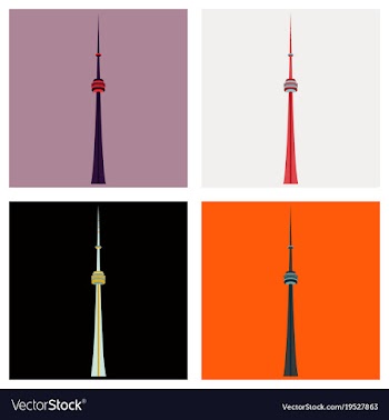 Set of tv cn tower in toronto famous world vector image