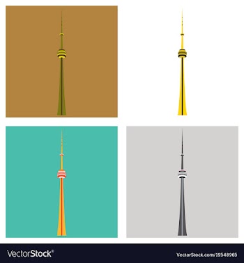Set of tv cn tower in toronto famous world vector image