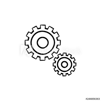 Set of two gears hand drawn outline doodle icon