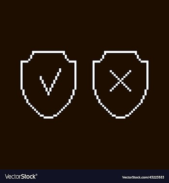 set of two white shields with tick and cross icons