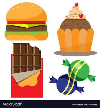set of unhealthy food