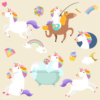 Set of unicorn stickers vector | Free stock vector - 515542