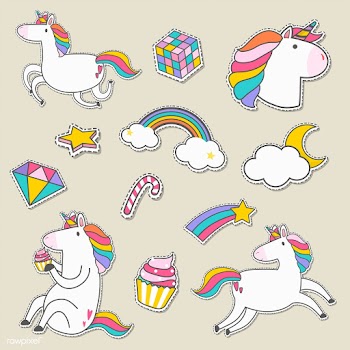 Set of unicorn stickers vector | Free stock vector - 515576