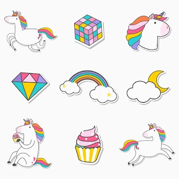 Set of unicorn stickers vector | Free stock vector - 515617
