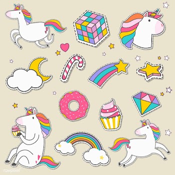 Set of unicorn stickers vector | Free stock vector - 515624