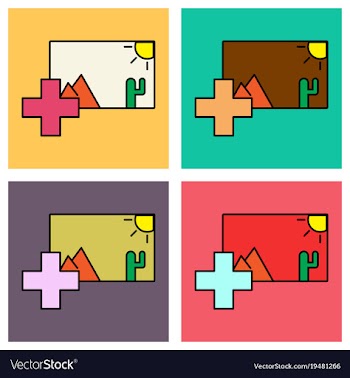 Set of upload image white flat icon on color vector image