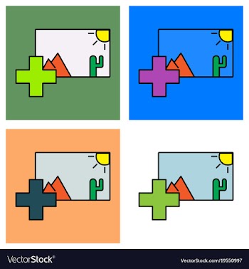 Set of upload image white flat icon on color vector image