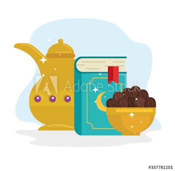 set of utensils traditional of ramadan kareem design