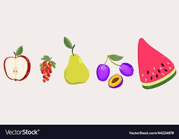 set of various sweet fruits on light background