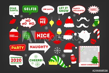 Set of vector illustration of christmas and new year stickers