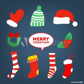 Set of vector illustration of christmas and new year stickers