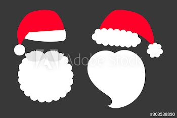 Set of vector illustration of Santa Claus hats, moustache and beard