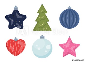 Set of vector illustration of traditional Christmas decoration