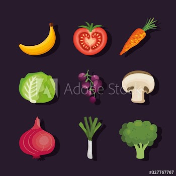 set of vegetables and fruits design