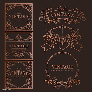 Set of vintage bronze art nouveau badges vect.. | Free stock vector - 519519