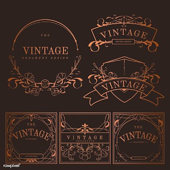 Set of vintage bronze art nouveau badges vect.. | Free stock vector - 519525