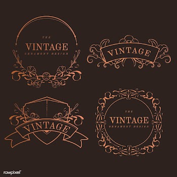 Set of vintage bronze art nouveau badges vect.. | Free stock vector - 519542
