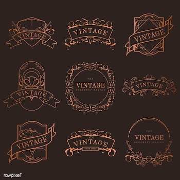 Set of vintage bronze art nouveau badges vect.. | Free stock vector - 519620