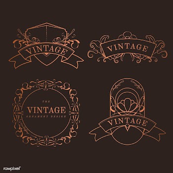 Set of vintage bronze art nouveau badges vect.. | Free stock vector - 519640