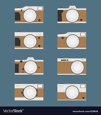 Set of vintage camera flat design vector image