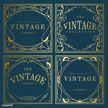 Set of vintage golden art nouveau badges on b.. | Free stock vector - 519509