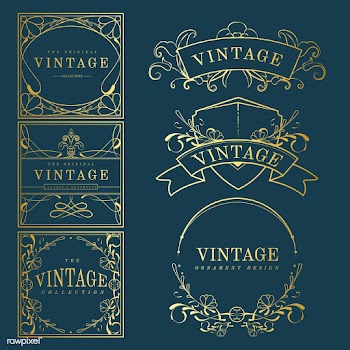 Set of vintage golden art nouveau badges on b.. | Free stock vector - 519517
