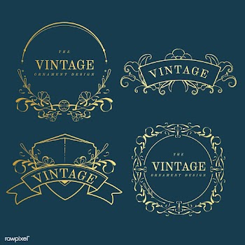 Set of vintage golden art nouveau badges on b.. | Free stock vector - 519518