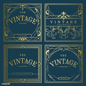 Set of vintage golden art nouveau badges on b.. | Free stock vector - 519599