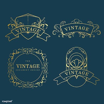 Set of vintage golden art nouveau badges on b.. | Free stock vector - 519611