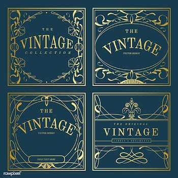 Set of vintage golden art nouveau badges on b.. | Free stock vector - 519621