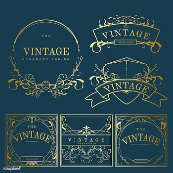 Set of vintage golden art nouveau badges on b.. | Free stock vector - 519672