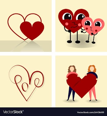 Set of vintage happy valentines day badges and vector image