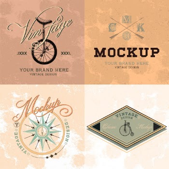 Set of vintage mockup logo design vector