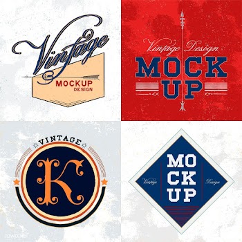 Set of vintage mockup logo design vector | Free stock vector - 463452