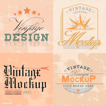 Set of vintage mockup logo design vector | Free stock vector - 463457