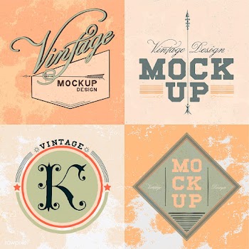 Set of vintage mockup logo design vector | Free stock vector - 463489