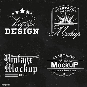Set of vintage mockup logo design vector | Free stock vector - 463497