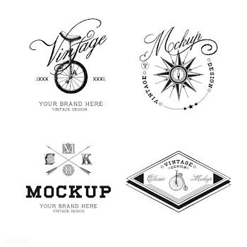 Set of vintage mockup logo design vector | Free stock vector - 463514