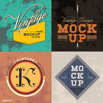 Set of vintage mockup logo design vector | Free stock vector - 463522
