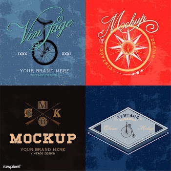 Set of vintage mockup logo design vector | Free stock vector - 463559