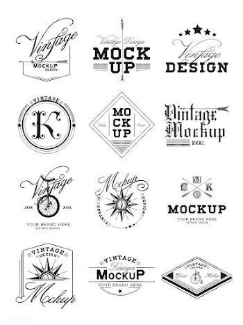 Set of vintage mockup logo design vector | Free stock vector - 463576